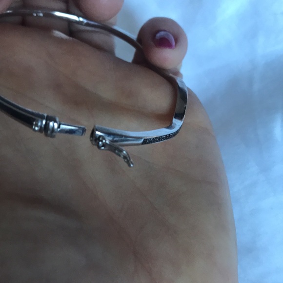 Black Diamond Bangle Bracelet in Sterling Silver - Picture 3 of 6